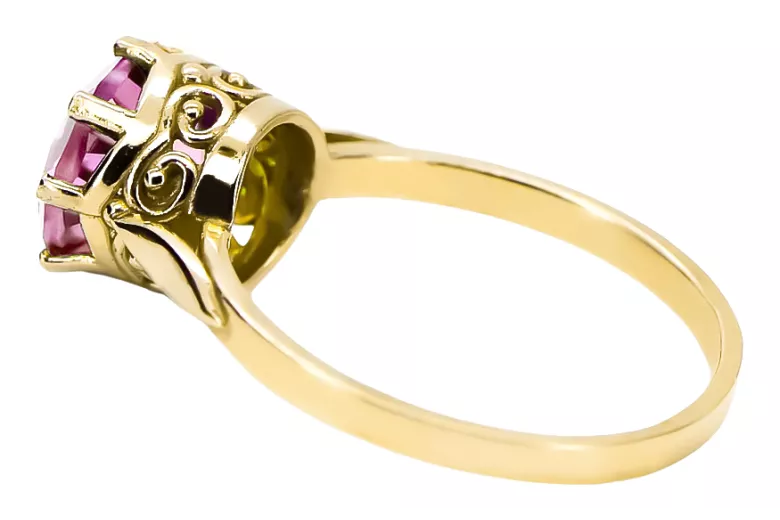 Аметист 14-кв Желтое золото Кольцо Винтаж стиль vrc366y